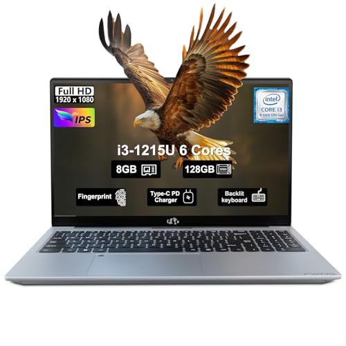 15.6" IPS FHD Laptop, Intel 6 Core i3, 8GB RAM 256GB SSD, Backlit Keyboard, Fingerprint, Win 11 N234426