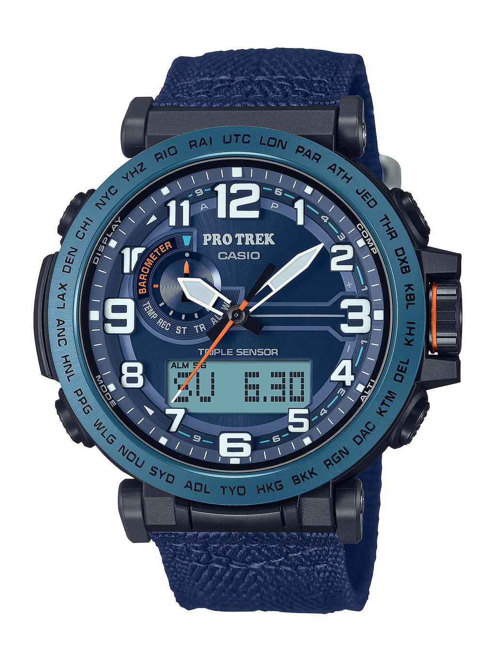 Casio Men's Pro Trek Triple-Sensor Solar Powered Cloth Strap Watch PRG601YB-2