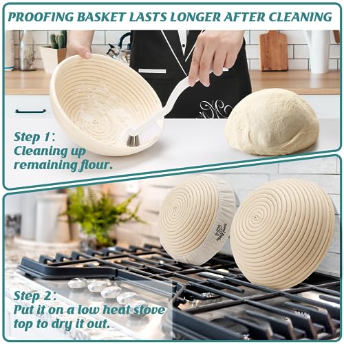 Bread Proofing Basket Set of 2, 9 Inch Round, Sourdough Kit E69919