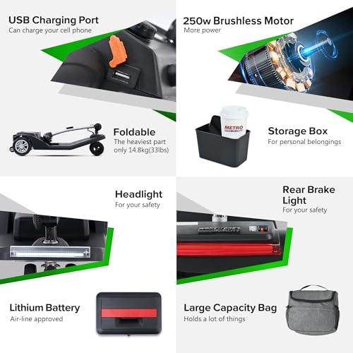 Folding Electric Mobility Scooter for Adults, 3-Wheel, Airline Approved B98982