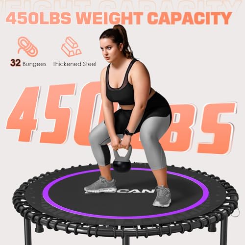 Foldable Mini Trampoline with Adjustable Foam Handle for Indoor Workout M8038