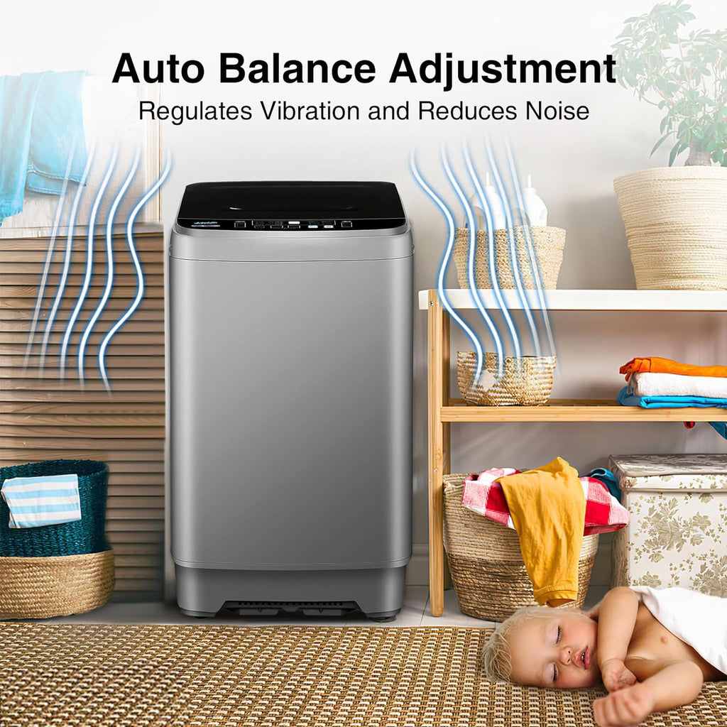 Portable Washing Machine 19.5lbs with 10 Programs, LED Display, Grey D4616