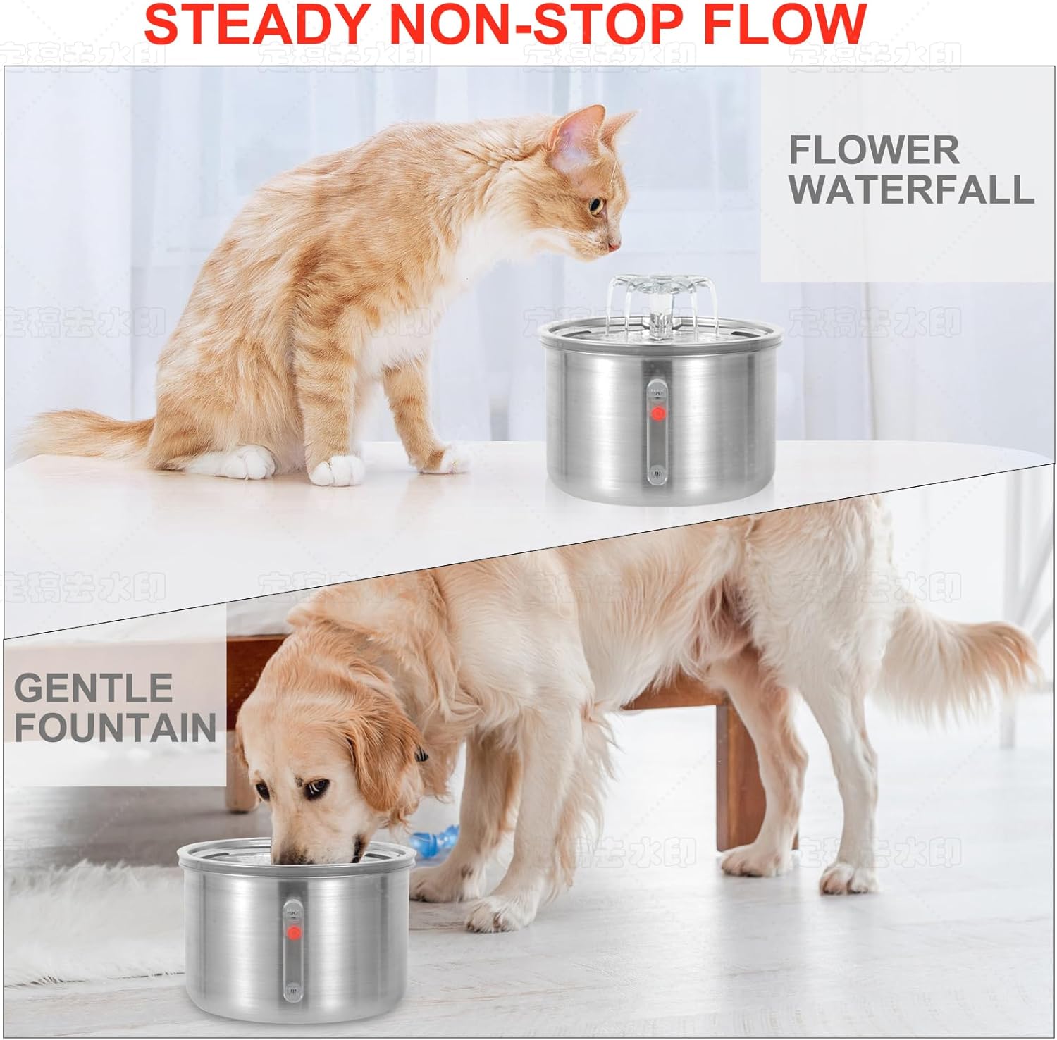 Cat Water Fountain Stainless Steel 67oz Automatic with Ultra Quiet Pump I33774