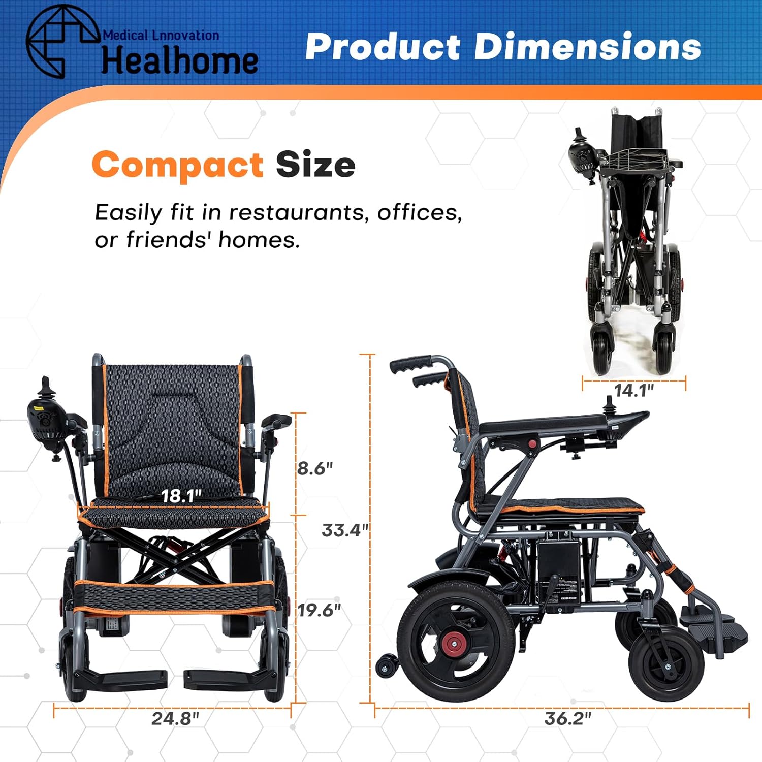 Portable Electric Wheelchair for Adults, Lightweight and Easy to Carry S9286