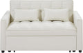 55" Convertible Loveseat Sleeper Sofa Couch Modern Velvet 2 Seater Sofa with Adjustable Backrest & Side Pocket, w/Lumbar Pillows and with Pull-Out Bed for Small Space Living Room Apartment(Ivory)