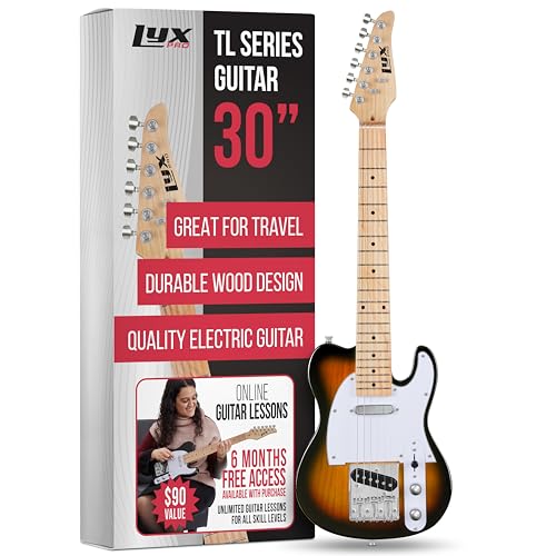 LyxPro 39” Electric Guitar TL Series, Full-Size Paulownia Wood Body, 3-Ply Pickguard, C-Shape Neck, Ashtray Bridge, Quality Gear Tuners, 3-Way Switch & Volume/Tone Controls, 2 Picks Included, Mahogany