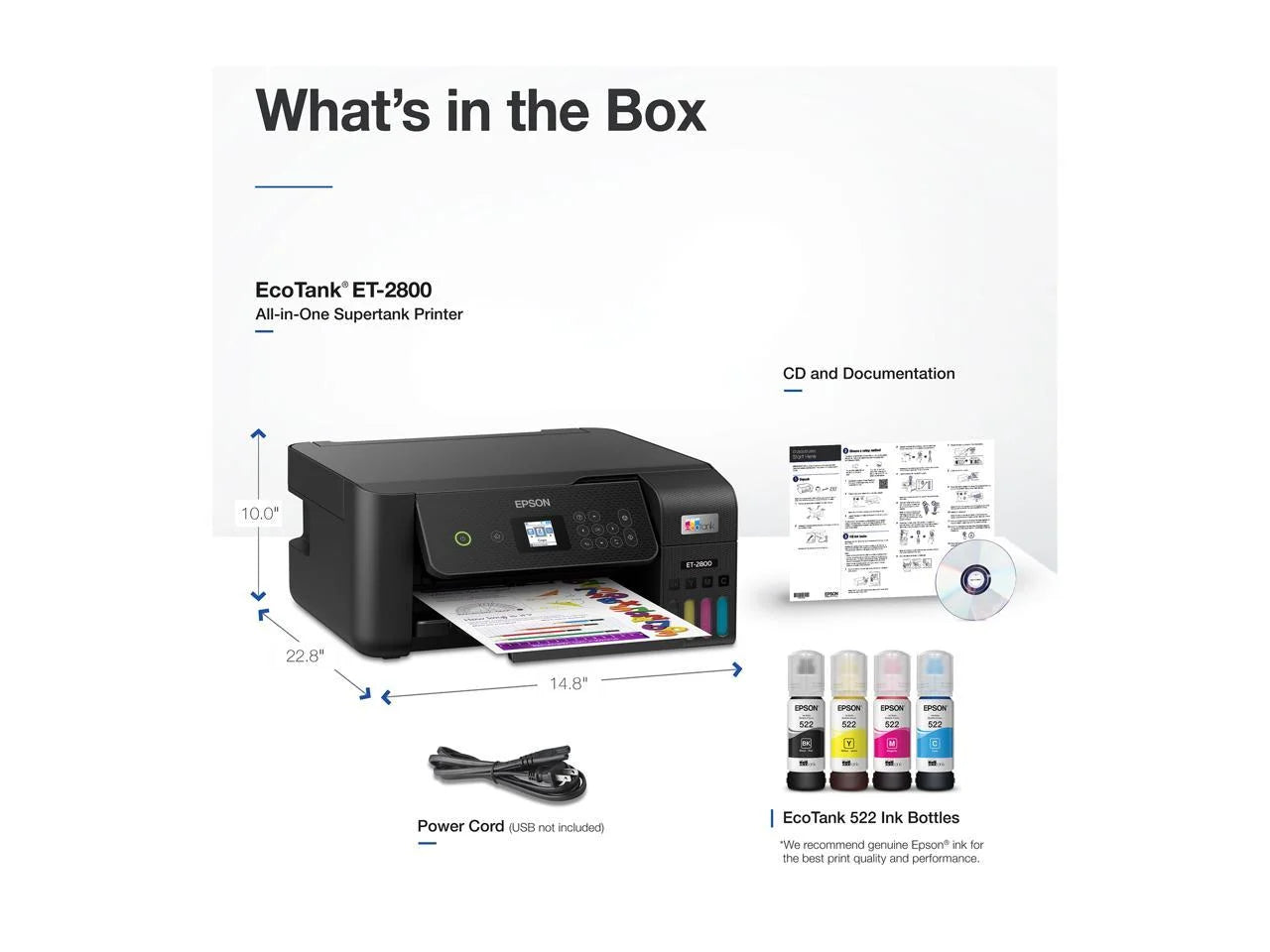 Wireless All-in-One Supertank Printer with Scan and Copy - Black J1249