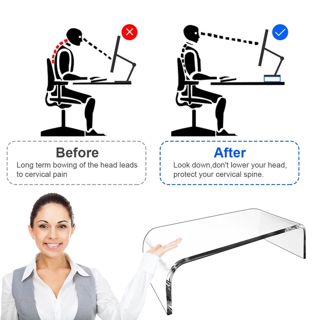 Acrylic Monitor Stand with Storage Shelf Q6290