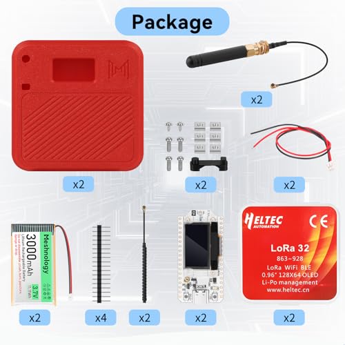 2 Pack ESP32 LoRa V3 Development Board with 915MHz Antennas, 3000mAh Battery, Meshtastic Case, OLED Display for Arduino LoRaWAN IOT D8768