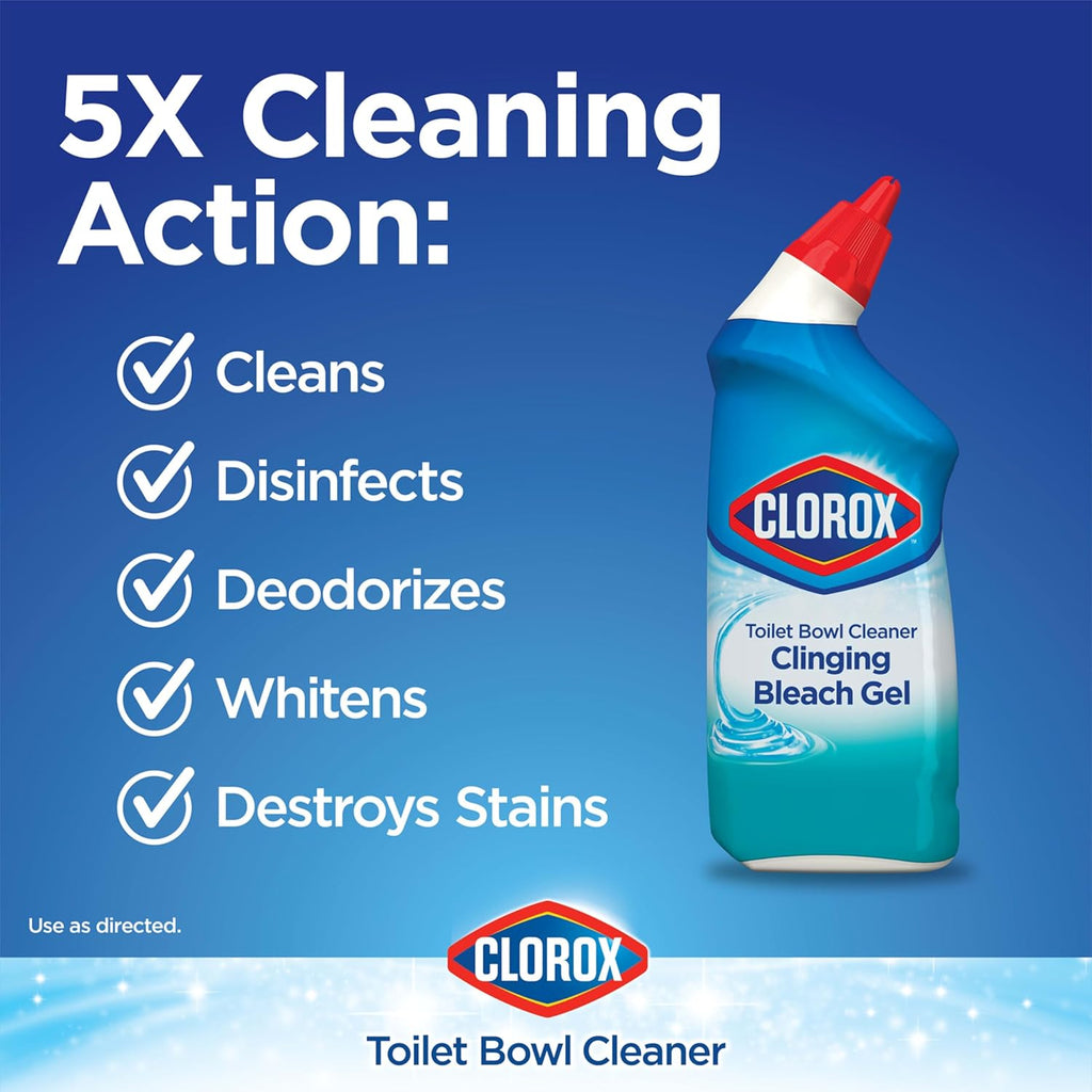 Toilet Bowl Cleaner, Clinging Bleach Gel, Ocean Mist, 24 oz, 2-Pack C6164
