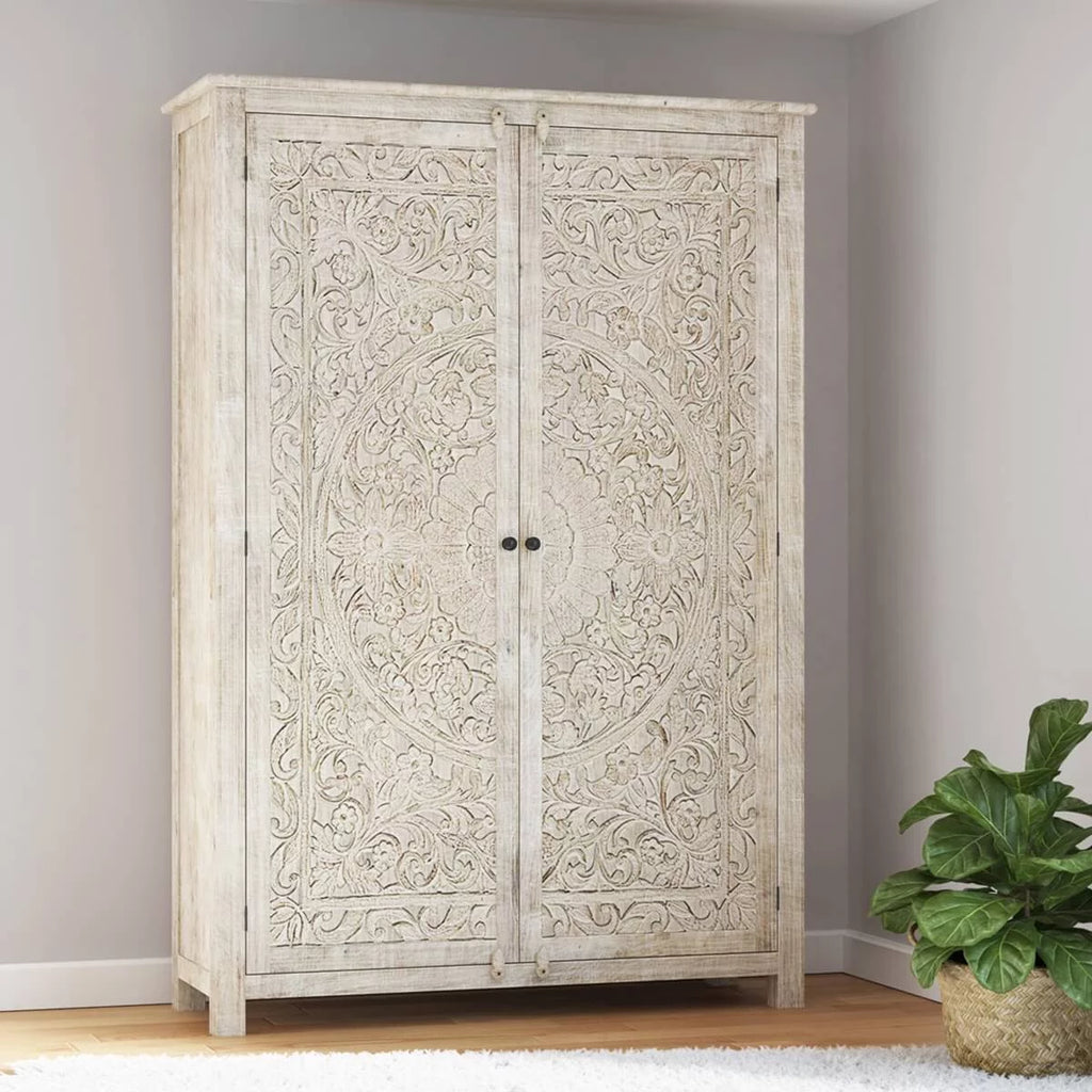 Carved Wooden Wardrobe Cabinet Q978
