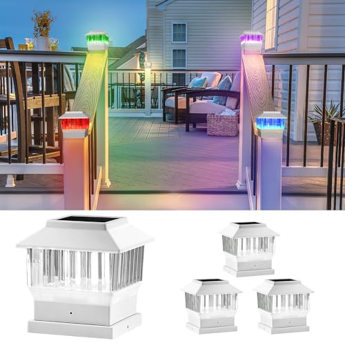 50 Lumen Solar Post Lights, 3 Modes Outdoor Deck Fence Post Cap Lights - 4x4 3.5x3.5 4.5x4.5 or 5.5x5.5, LED Landscaping Patio Garden Yard Decoration Waterproof (1 Pack, Black)