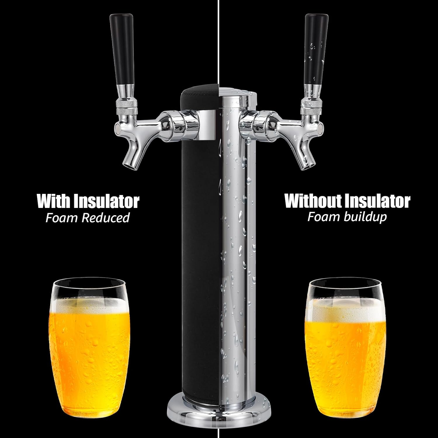 Beer Tower Insulator Cover for Double Tap Draft Tower, Reduces Condensation F9322