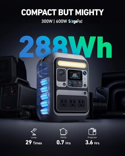 Portable Power Station 288Wh LiFePO4 Battery 300W Solar Generator with 60W Solar Panel F866