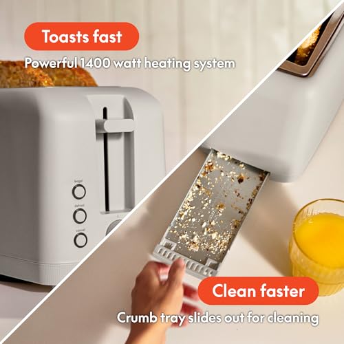 2 Slice Slim Toaster with 6 Shade Control, Reheat & Cancel, Removable Crumb Tray E366018