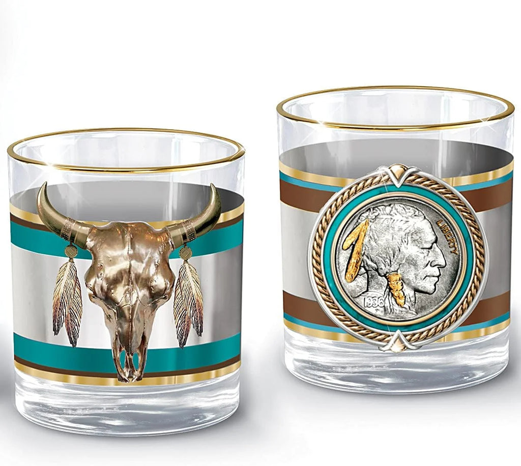 Western Buffalo Nickel Decanter and Glass Set, 5 Pieces M49536