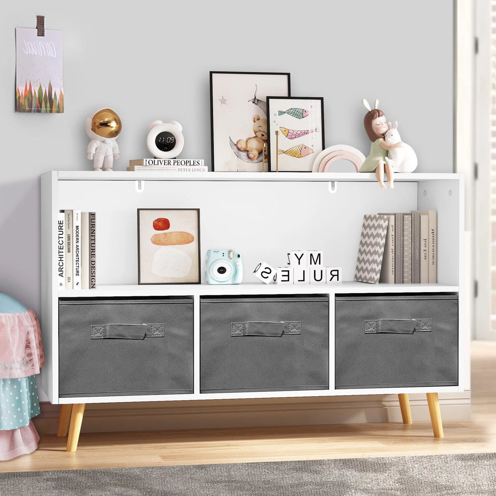 Kids Toy Storage Cabinet with Collapsible Fabric Drawers X806
