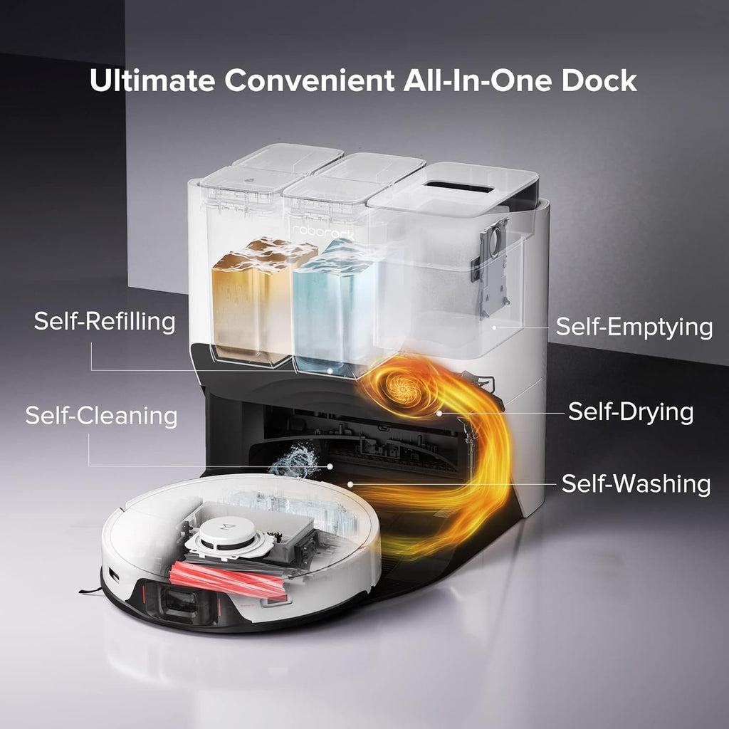 Robot Vacuum and Mop, Auto-Drying, Self-Washing, 6000Pa Suction T734