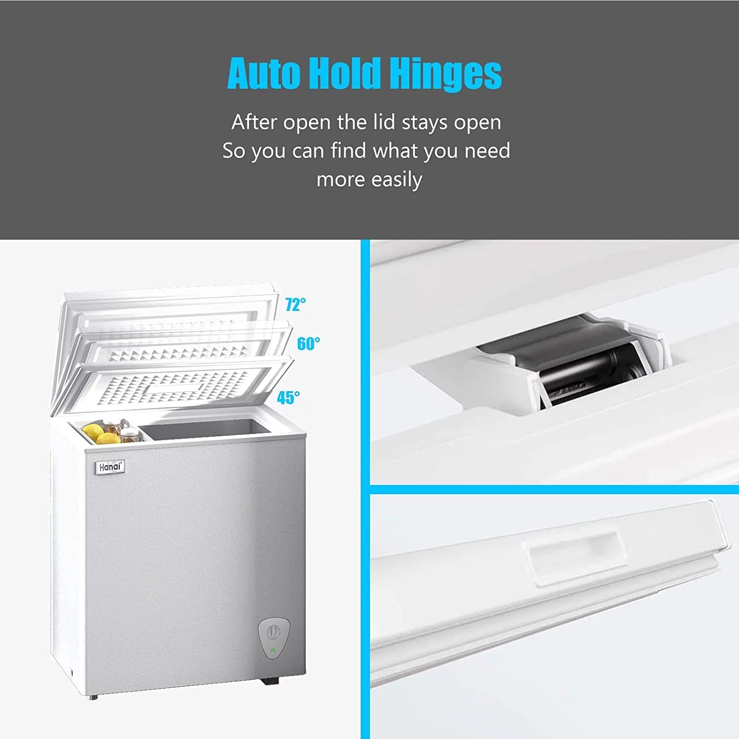 Compact Chest Freezer with Top Open Door and Removable Basket R7666