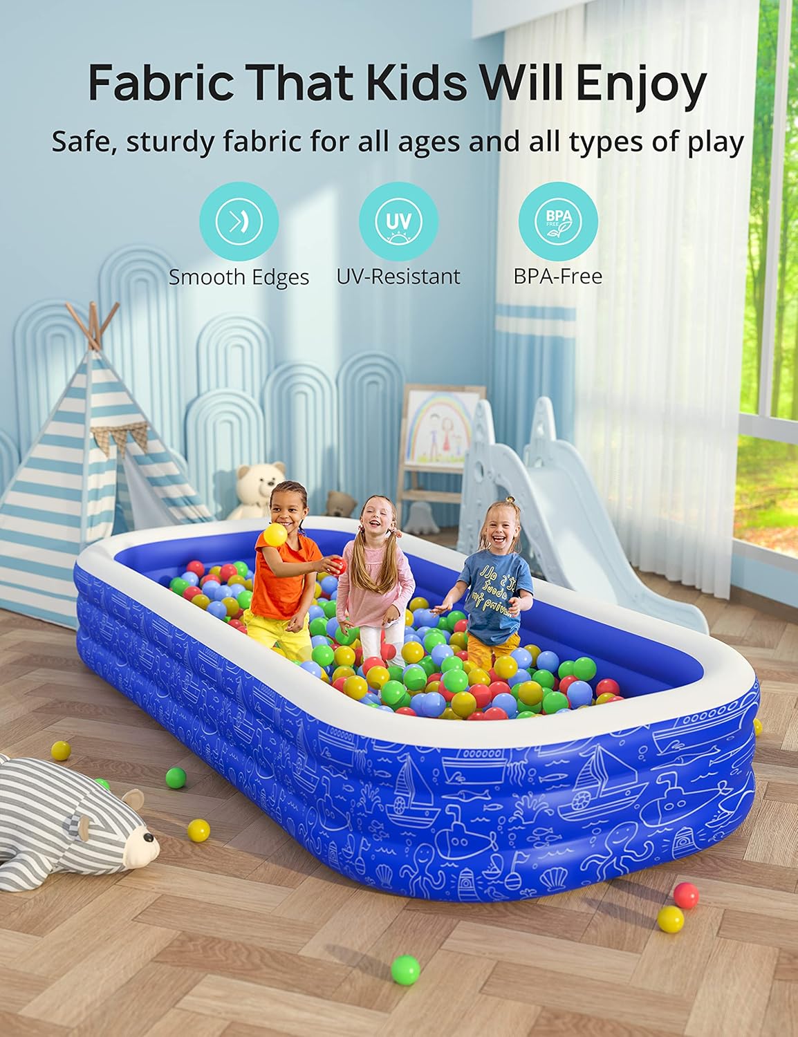 Inflatable Pool with Canopy for Kids and Adults, Outdoor Backyard Swimming Pool M603