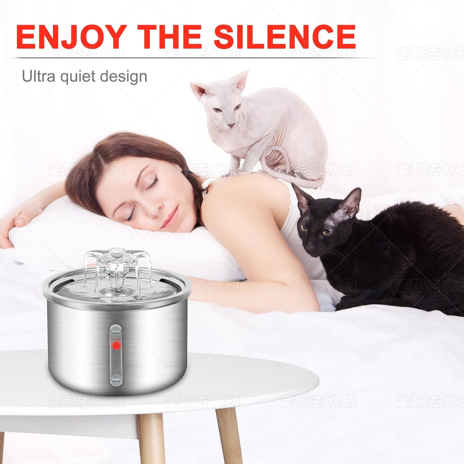 Cat Water Fountain Stainless Steel 67oz Automatic with Ultra Quiet Pump I33774