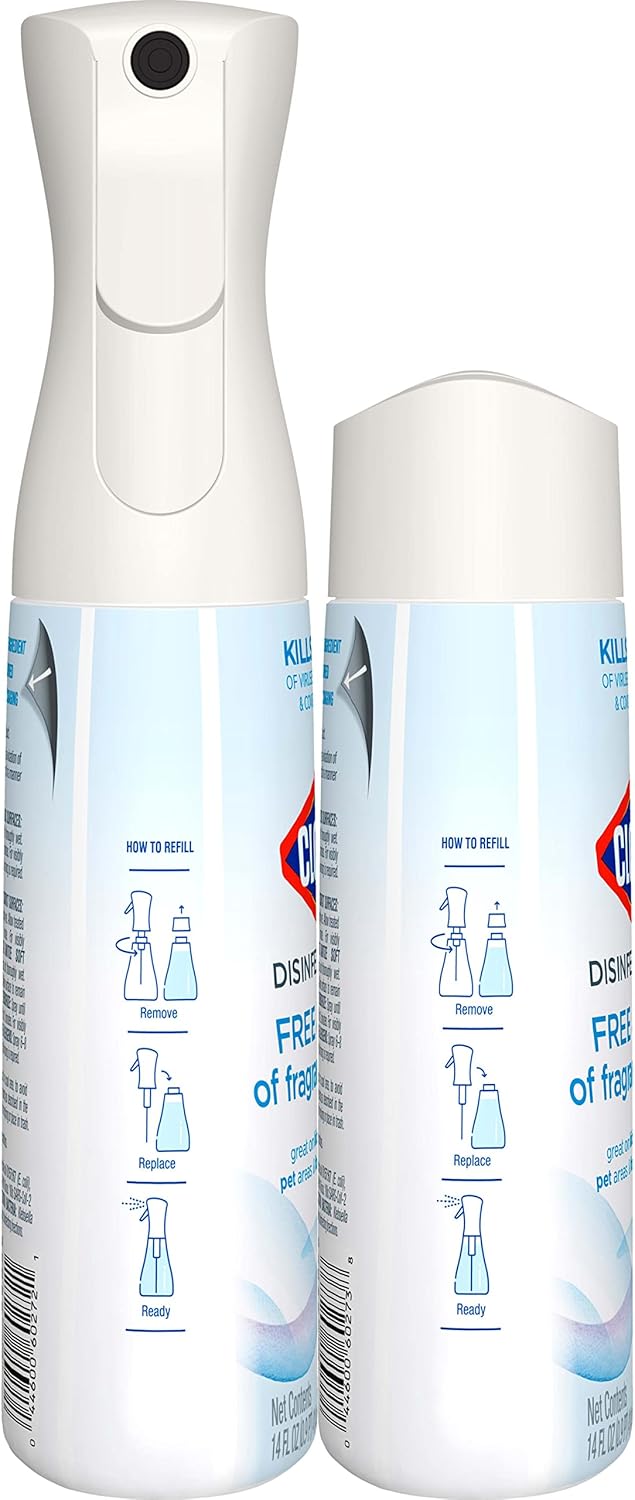 Disinfecting Mist, 2-Pack Spray Bottle with Refill, 14 Fl Oz Each I649833