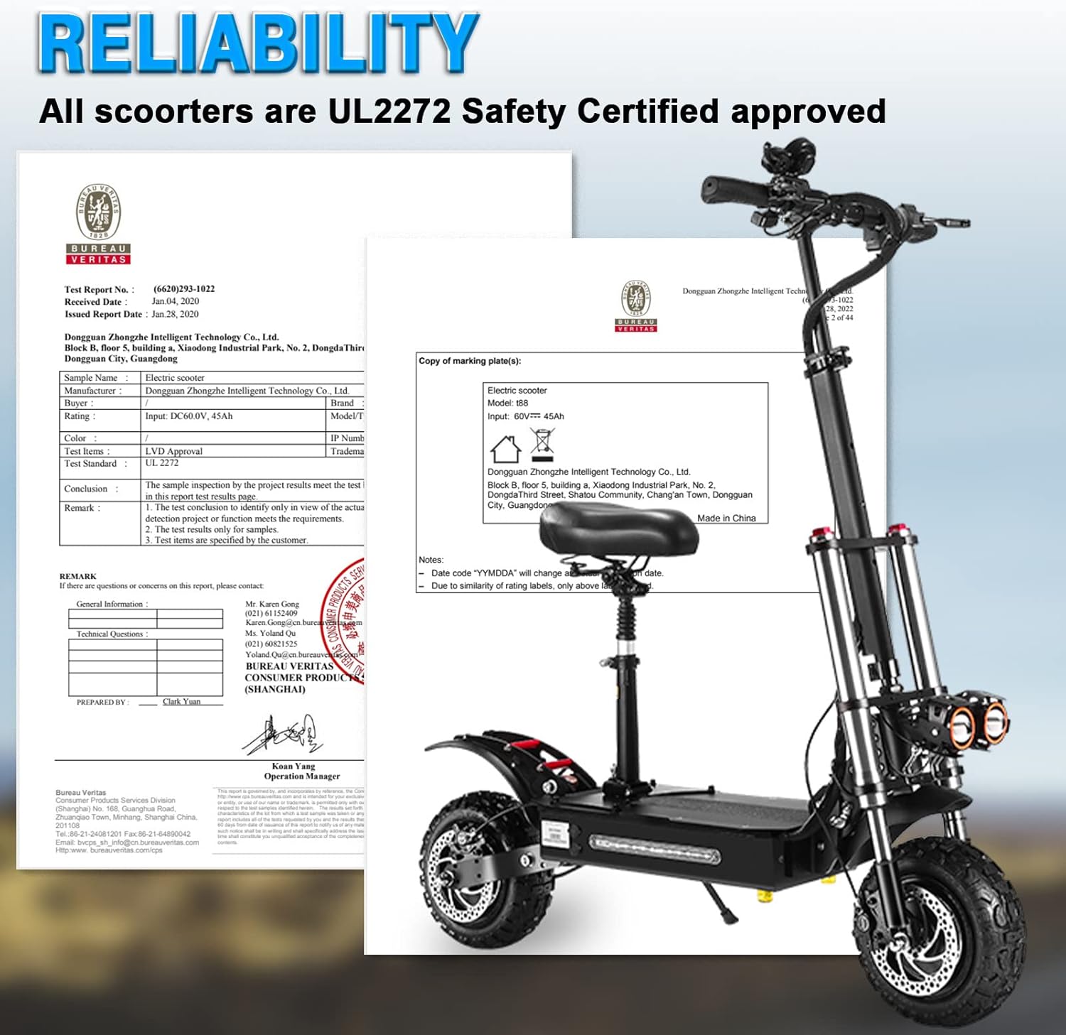 Electric Scooter for Adults with Seat, 50 MPH, 60+ Miles Range, Foldable, 11" Fat Tires L6576