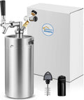 FERRODAY Mini Keg Growler 128oz Beer Keg Draft Beer Dispenser Pressurized Growler for Beer Mini Keg 60 psi Co2 Regulator Beer Keg Kit Keeps Beer Fresh Portable Mini Keg Beer Growler Stainless Steel