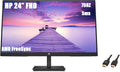 HP 24"" FHD VA Monitor, Full HD 1920 x 1080 LCD Display, 5ms Response Time, 75Hz Refresh Rate, 16:9 Aspect Ratio, 250 Nit, FreeSync, 3000:1 Contrast Ratio with 5ave HDMI Cable, Flat-Black