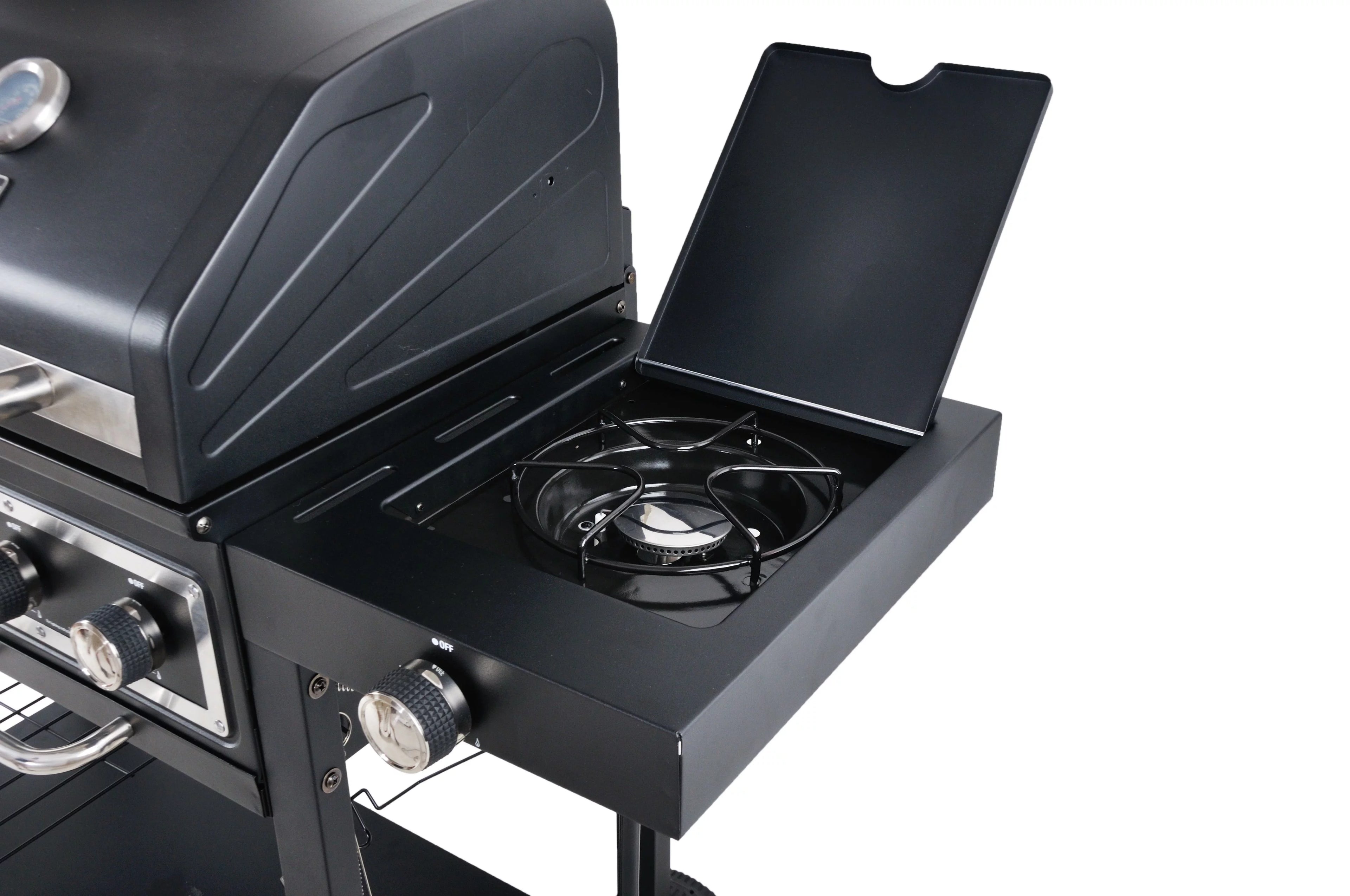 Dual Fuel Gas & Charcoal Combo Grill, Black with Stainless G725379