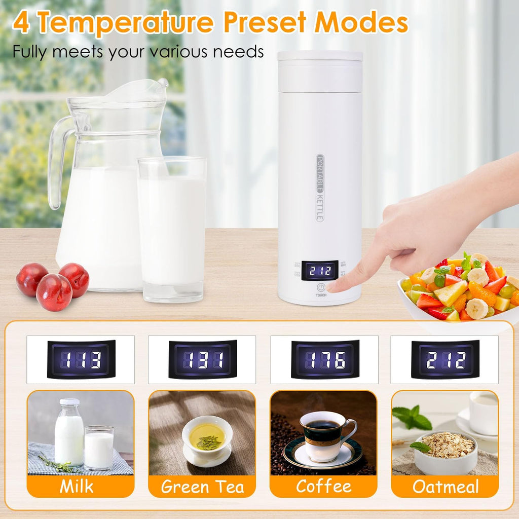 Portable Electric Kettle 500ML Stainless Steel with Auto Shut-Off B421