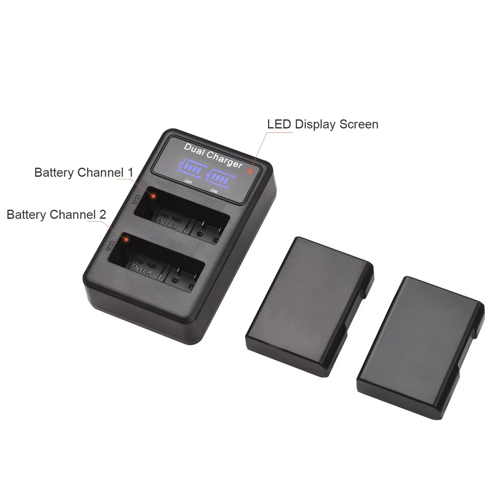 EN-EL14 Battery 2-Pack with USB Dual Channel Charger T7148