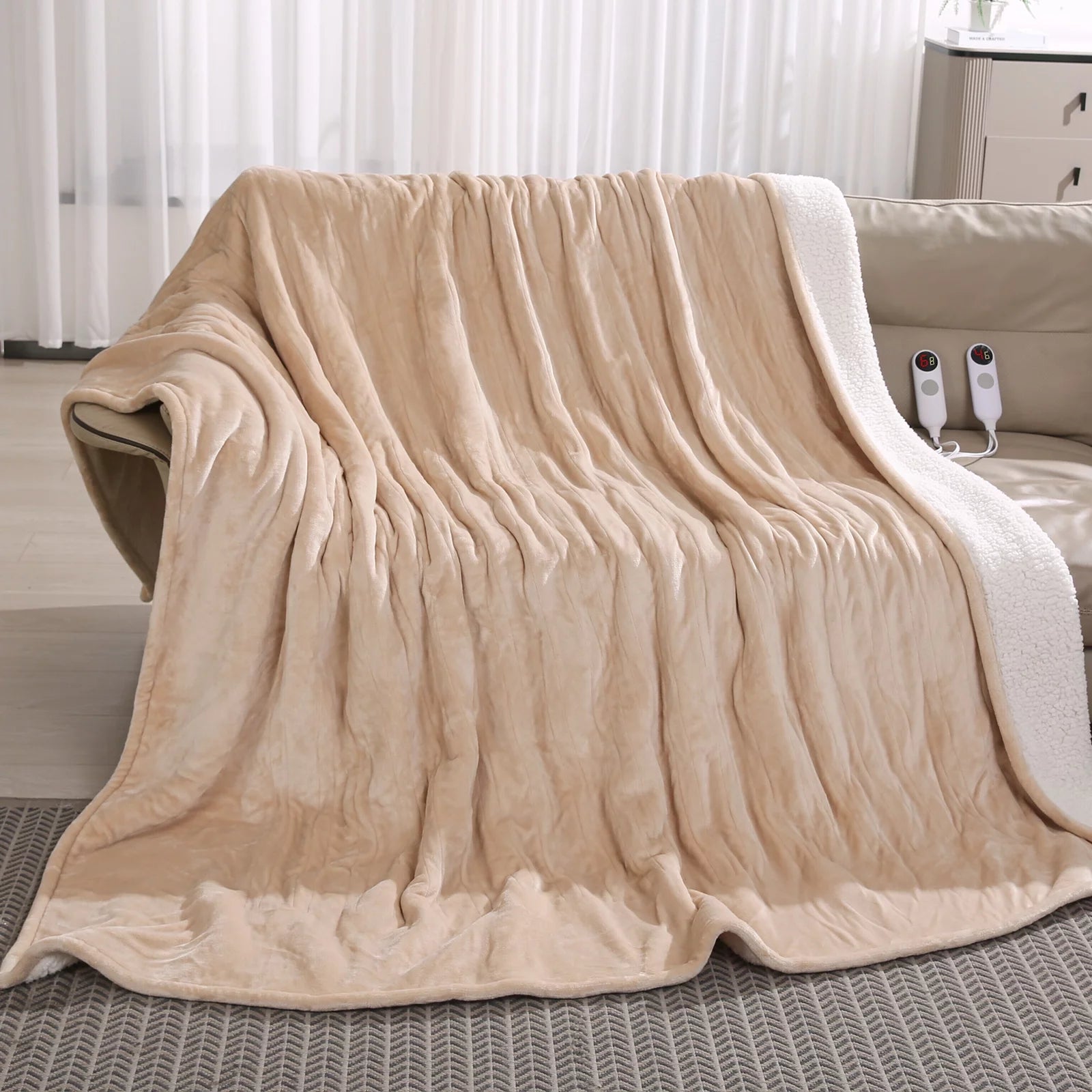 Electric Heated Blanket Queen Size with Dual Controllers G49984