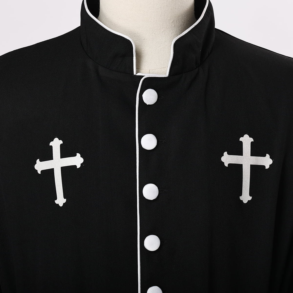 Men's Priest Cassock Pastor Robe with Belt Q210