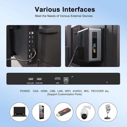 85″ Smart Board, 4K UHD Touchscreen Interactive Whiteboard for Business Office Classroom B276