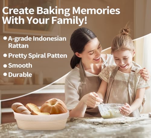 Bread Proofing Basket Set, 10 Inch Oval Rattan, Sourdough Baking Supplies B817