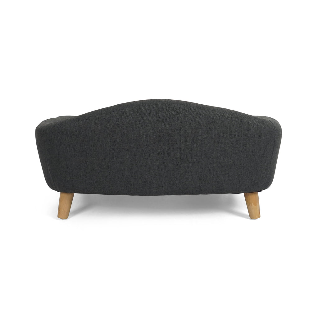 Mid Century Small Plush Pet Bed, Dark Gray and Natural I958