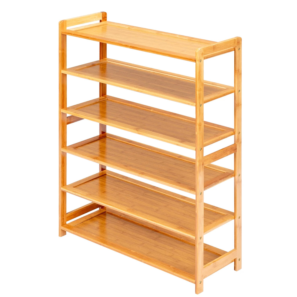 Bamboo Shoe Storage Rack 6-Tier, Holds 18-24 Pairs E417279