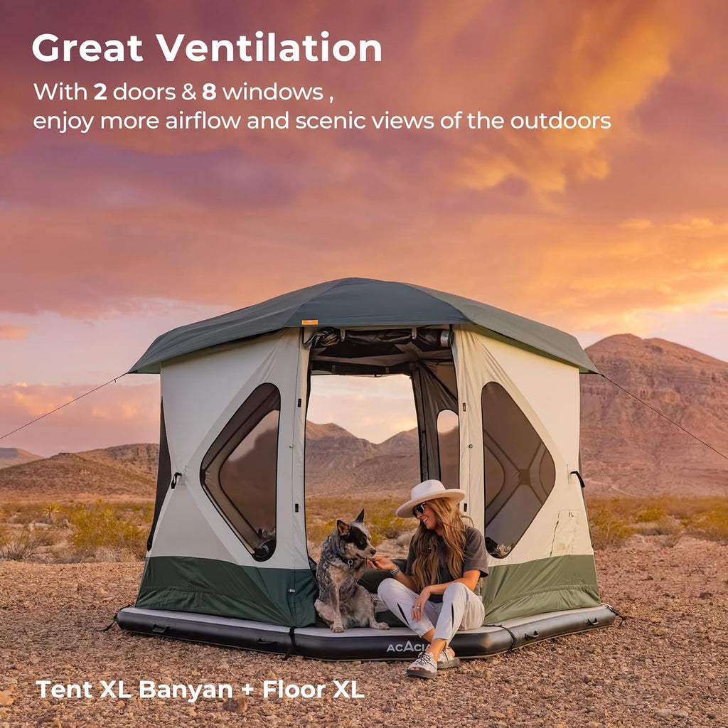 Space Camping Tent XL, 4-6 Person, Waterproof Pop Up Hub Tent with Rainfly Z642