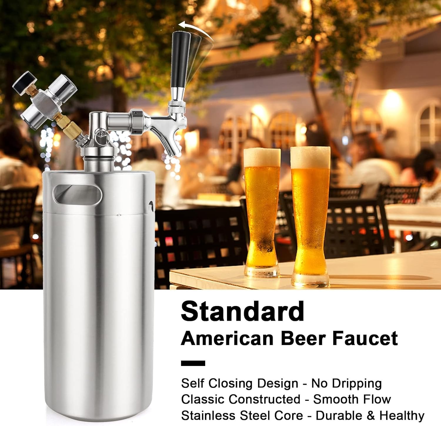 Mini Keg Growler 128oz Stainless Steel Draft Beer Dispenser O144042