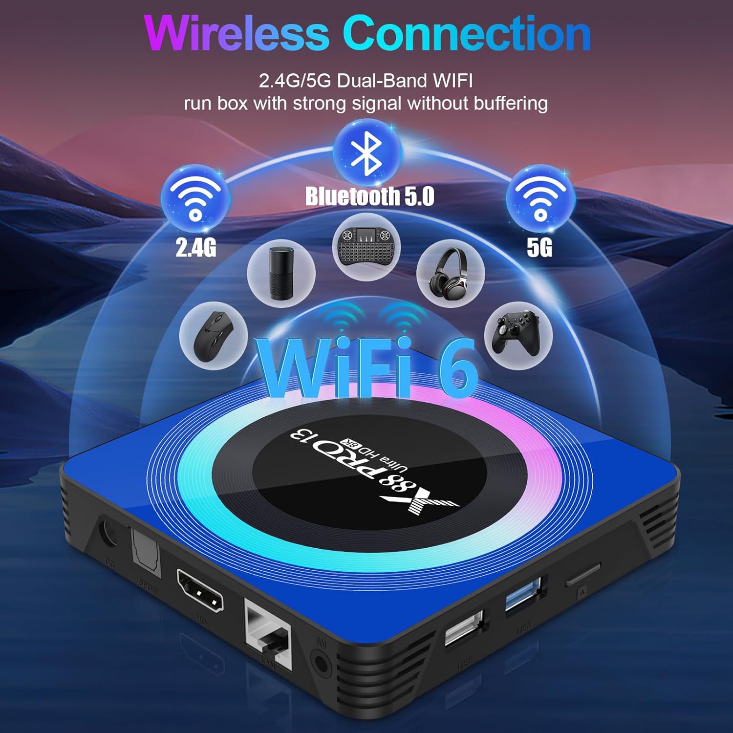TV Box, 4GB RAM 64GB ROM, WiFi 6, HDR10 M44707