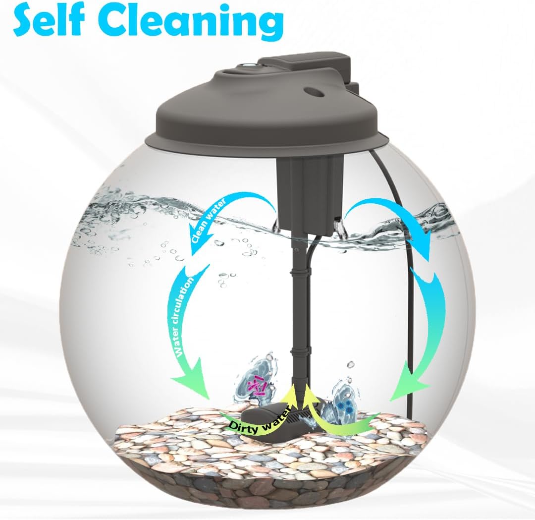 3-Gallon Fish Tank Aquarium Starter Kit with Filter and LED Light O86363