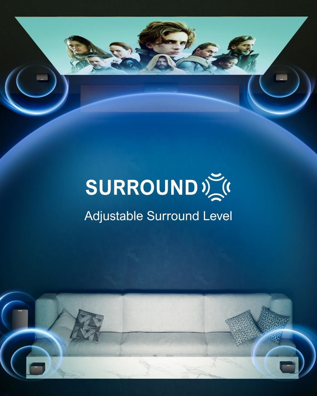 7.1 Virtual Surround Sound System for TV with Subwoofer and Wired Speakers, 410W F987238