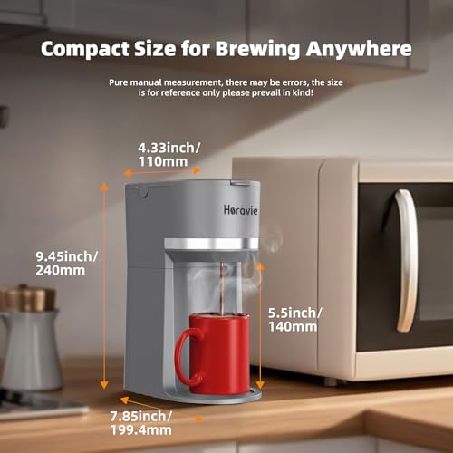 Single Serve Coffee Maker for K Cup and Ground Coffee, 6 to 12 oz Brew Sizes, Black D464070