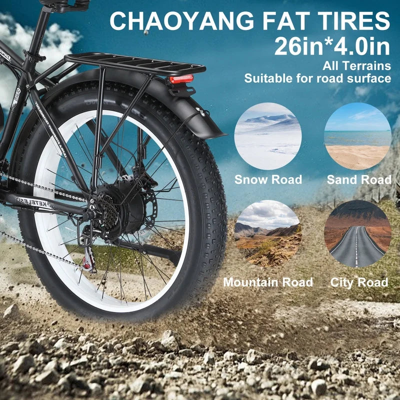 Electric Bike for Adults 2000W 48V 23AH Removable Battery 26" Fat Tire H8704