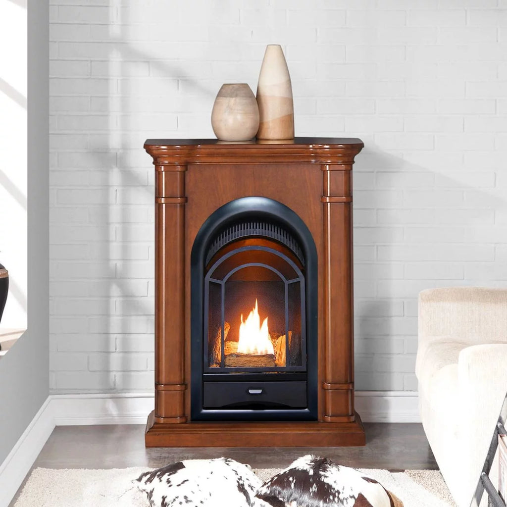 Ventless Fireplace System 10K BTU Thermostat Insert with Mantel H551