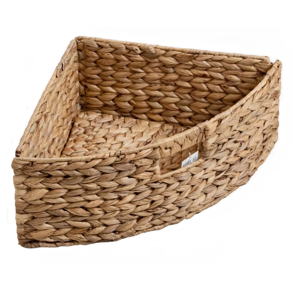 3 Tier Corner Storage Cabinet with 3 Wicker Baskets, White O675866