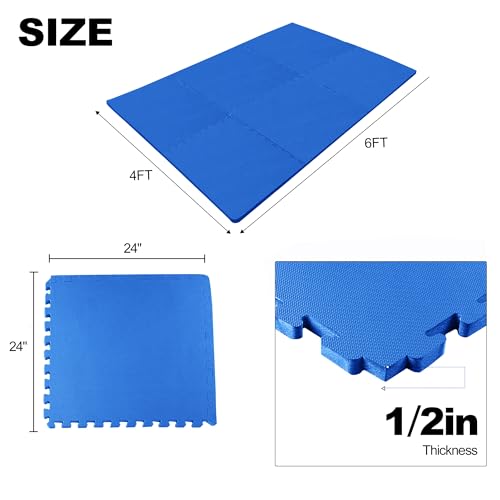 1" Thick EVA Interlocking Foam Gym Flooring Mat, 6 Tiles, Black M5857