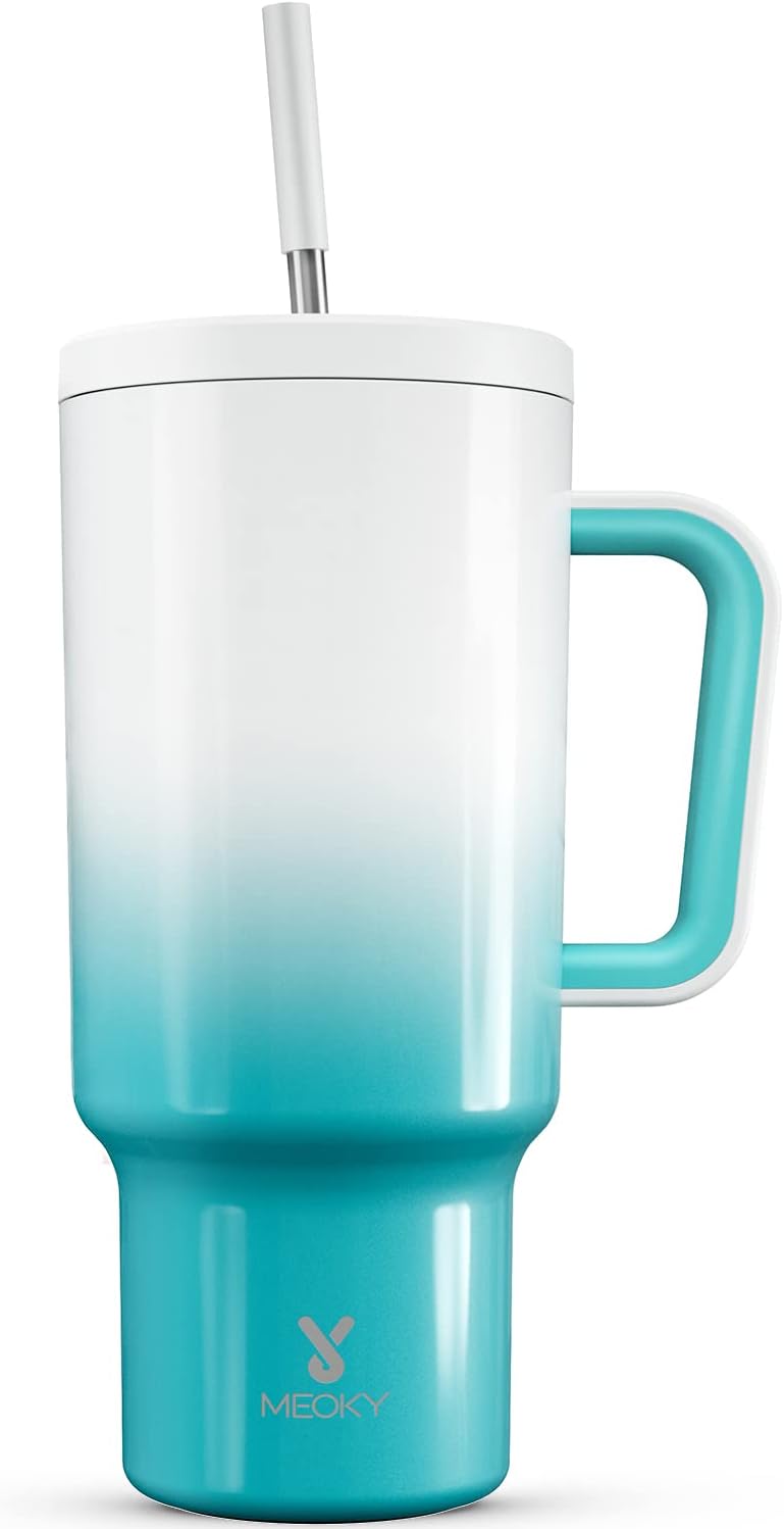 40oz Tumbler with Handle, 2 Pack, Leak-proof Lid and Straw, Insulated Stainless Steel Travel Mug W217080