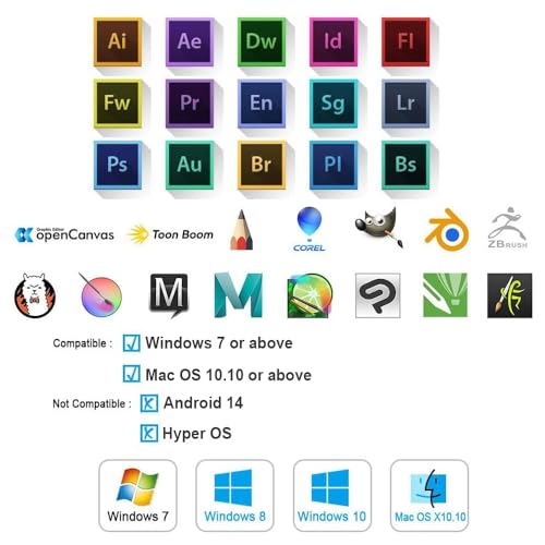 Graphics Drawing Tablet 10x6 Inch with 8 Hot Keys and Battery-Free Stylus R38382